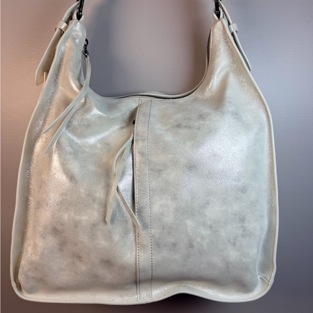 HOBO Leather Silver Metallic shoulder Bag